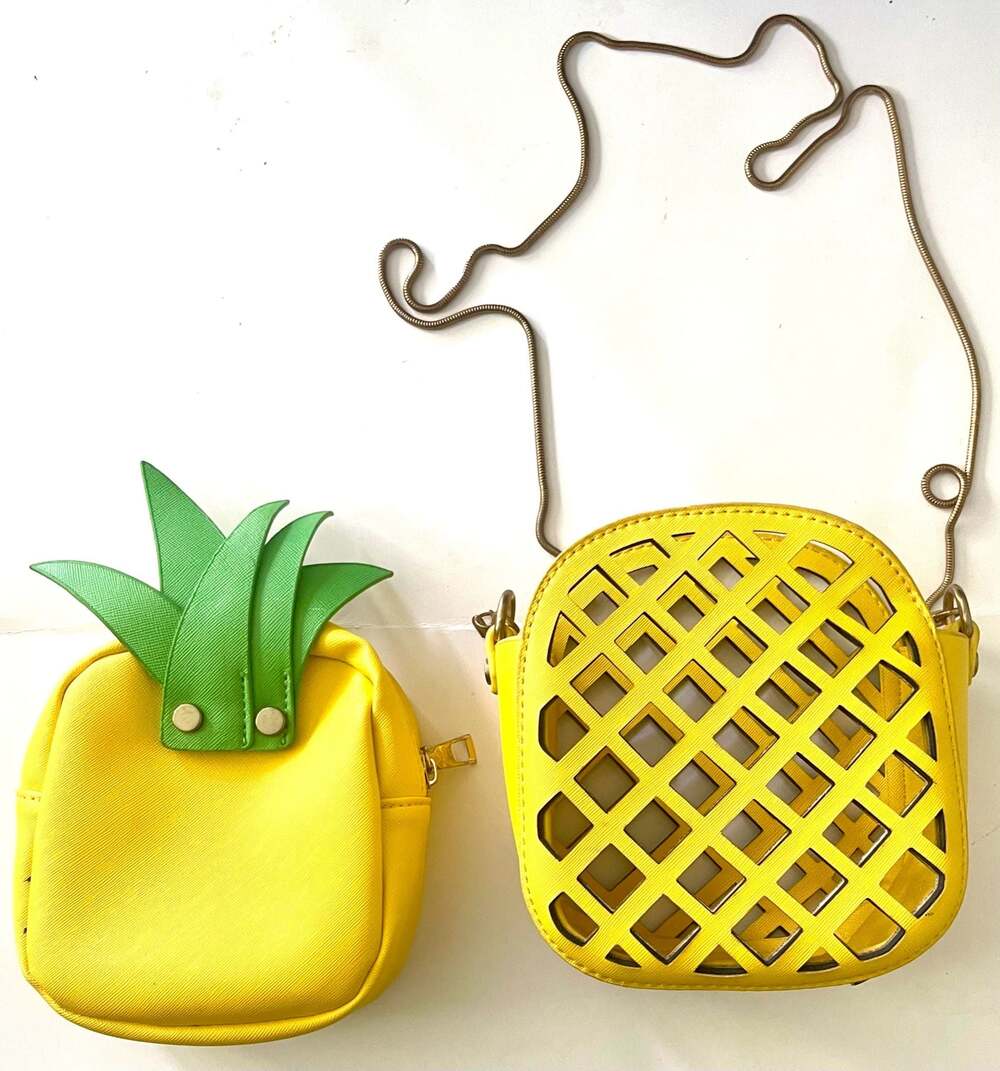 Pineapple Shaped Crossbody Bag with Cut-Out Detail and Removable Chain